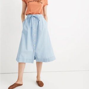 Madewell Denim Chambray Button Front Midi Skirt Size 6